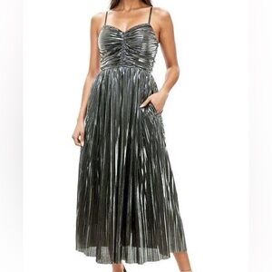 NWOT Socialite Shimmering Silver Midi Dress